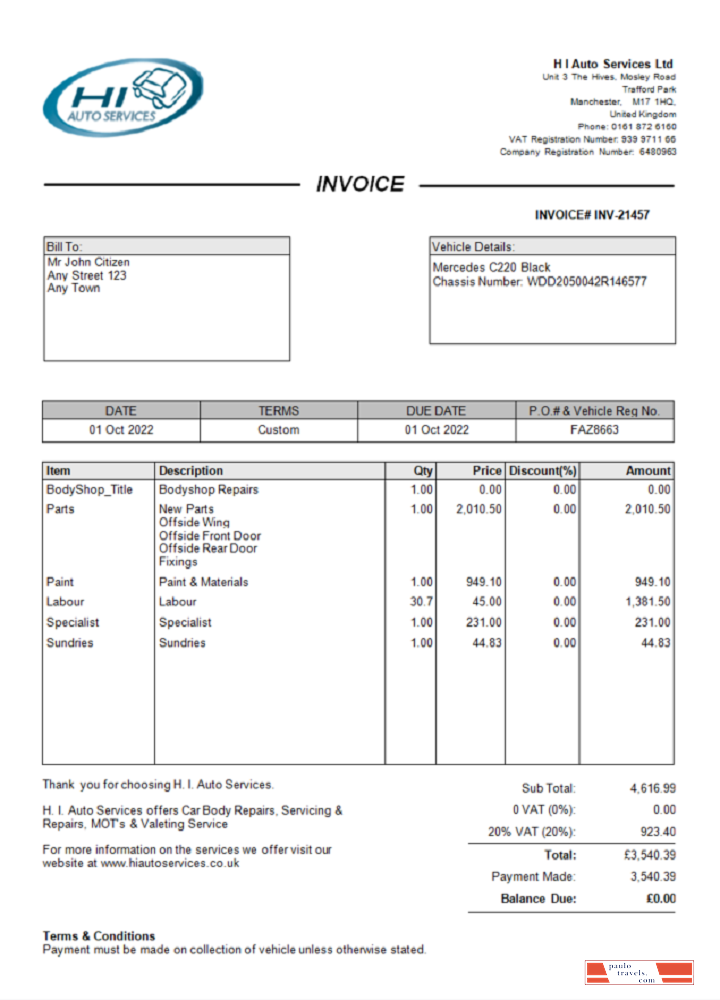 United Kingdom H I Auto Services Ltd PSD template